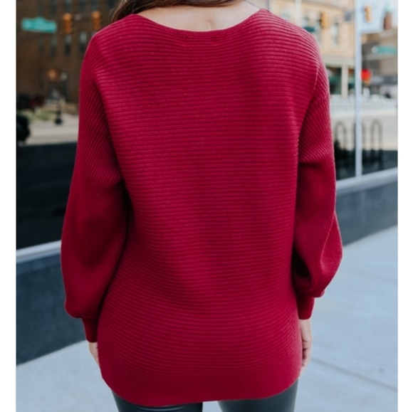 Scarlett Dolman Boatneck Ribbed Sweater - Picture 4 of 5